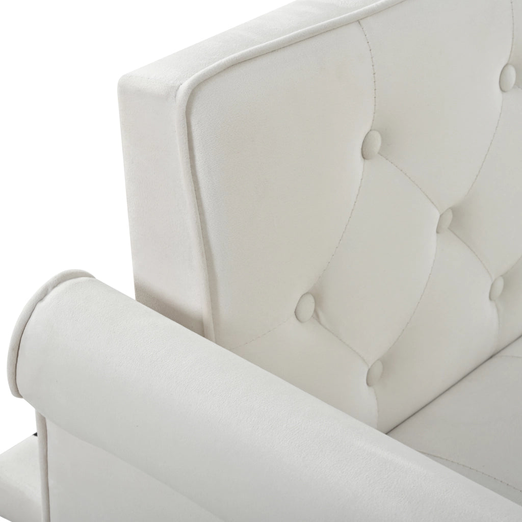 Divano Convertibile 2 Posti con Schienale Regolabile e Letto Ospiti, in Velluto, Beige, 172 × 89 × 70 cm