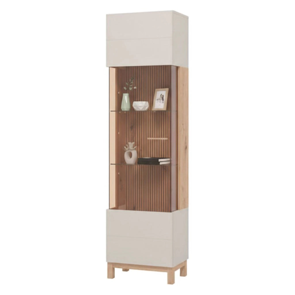 Mobile Espositore Usseaux, Vetrina 4 Ripiani, 51.5x35x191.5h cm Marrone
