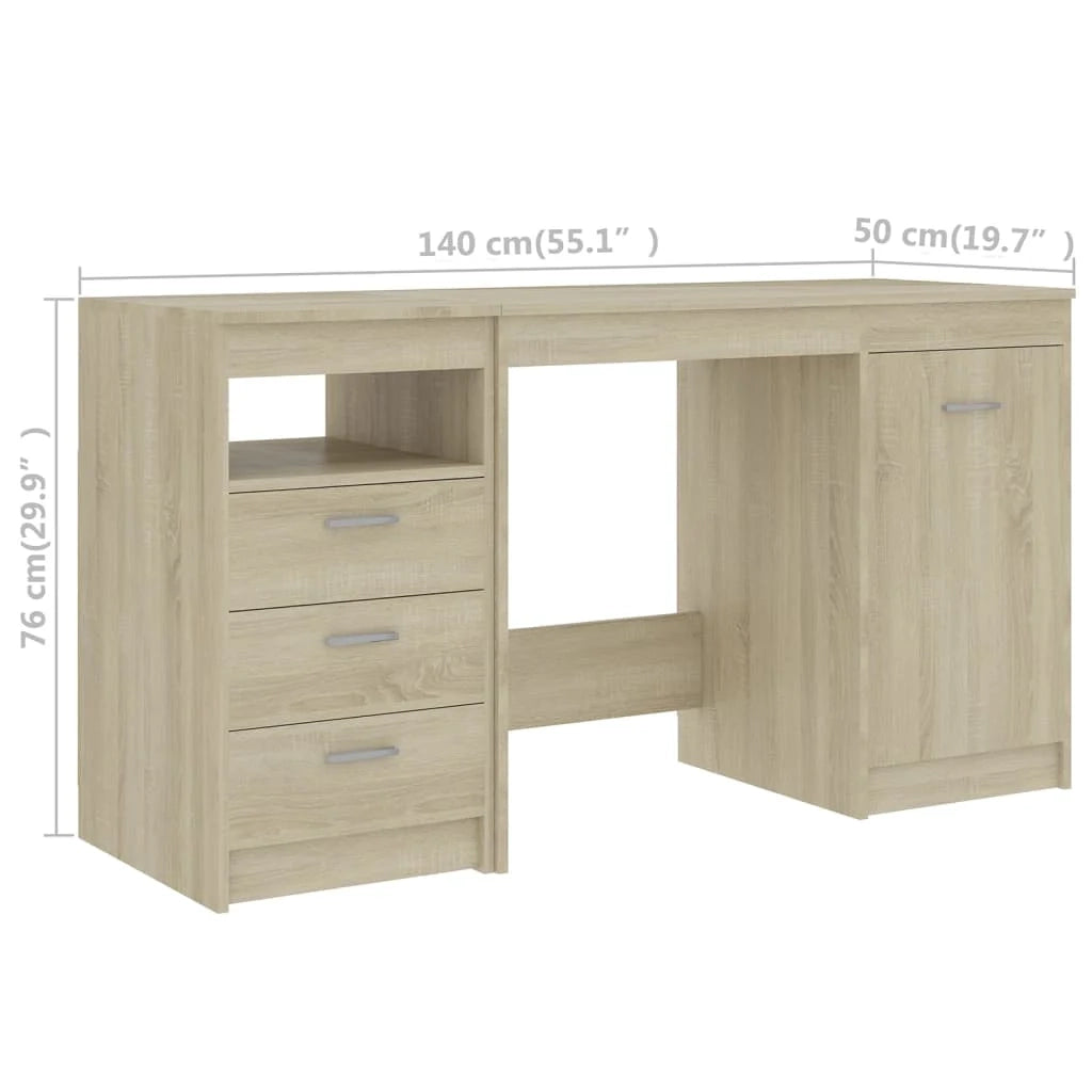 Scrivania tavolo postazione di lavoro mobile per computer studio rovere Sonoma 140 x 50 x 76 cm legno ingegnerizzato marrone 02_0023655