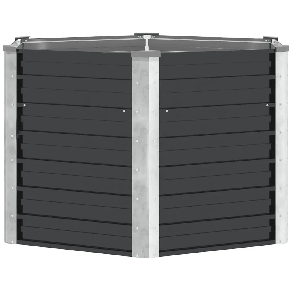 Fioriera-Vaso da Esterno-Contenitore per Piante per Giardino Antracite 129x129x77cm in Acciaio Zincato