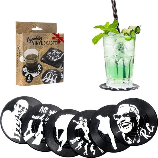 Pacco di 12 sottopiani per vinili in vinile retro, sottopiani per CD in vinile retro, tappeto antiscivolo per decorare bar, caffè, pasticcerie