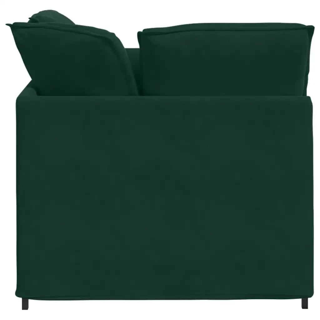 Divano Modulare con Poggiapiedi e Cuscini Velluto Verde Scuro 3321221
