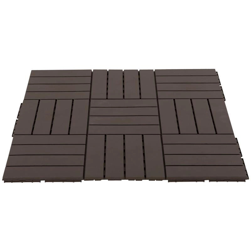 SET 9 MATTONELLE A INCASTRO PER TERRAZZO 30 X 30 X 2 CM MARRONE