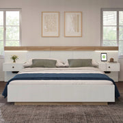 Letto matrimoniale - Xylo - 180x200cm - Bianco rovere - 2 comodini LED USB
