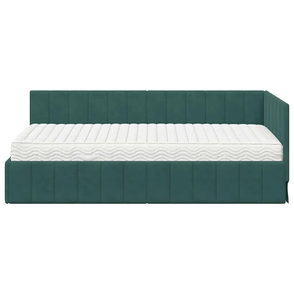 Struttura Letto Angolare con Materasso 2 pcs Verde Velluto 3393870