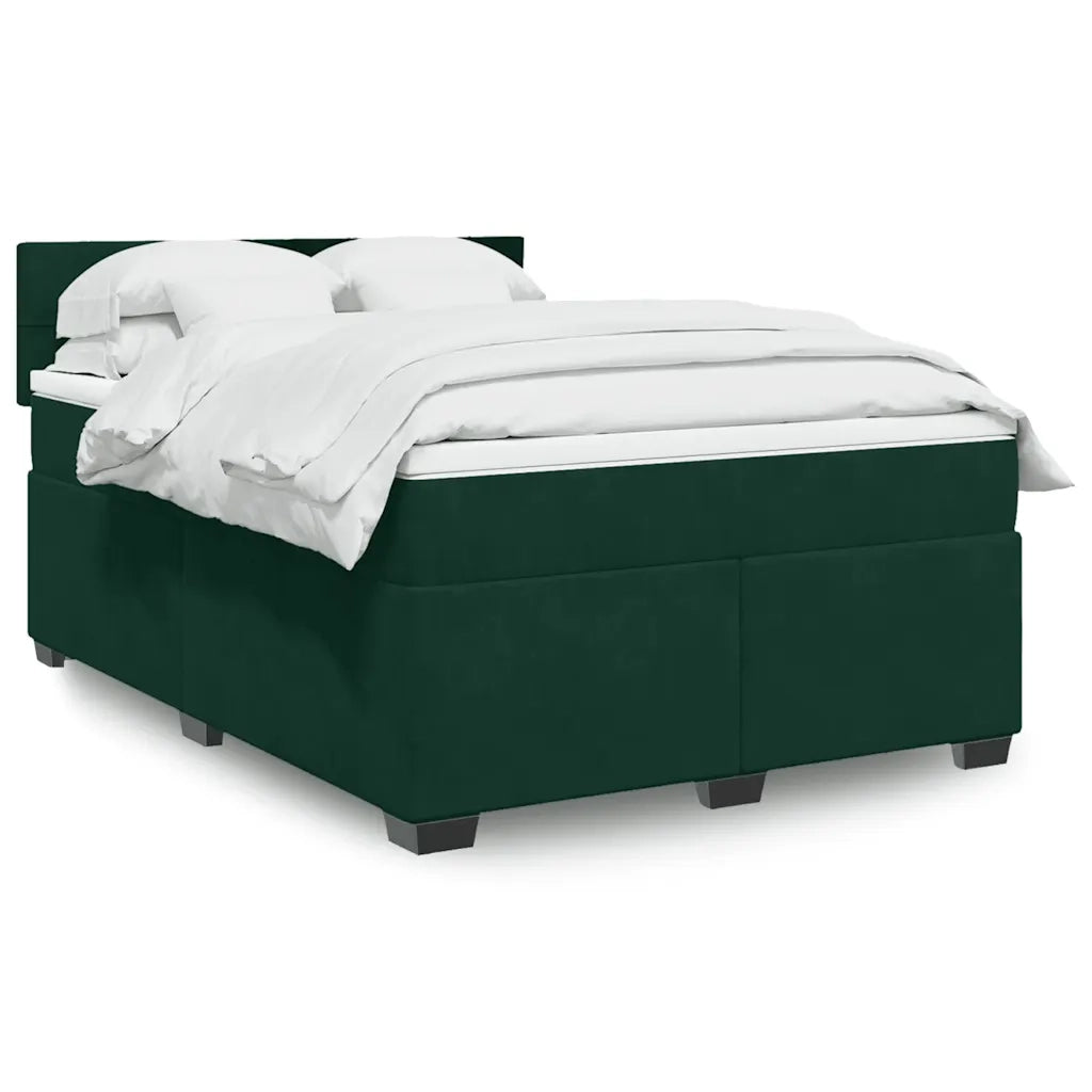 Giroletto a Molle con Materasso Verde Scuro 140x190 cm Velluto 3288609