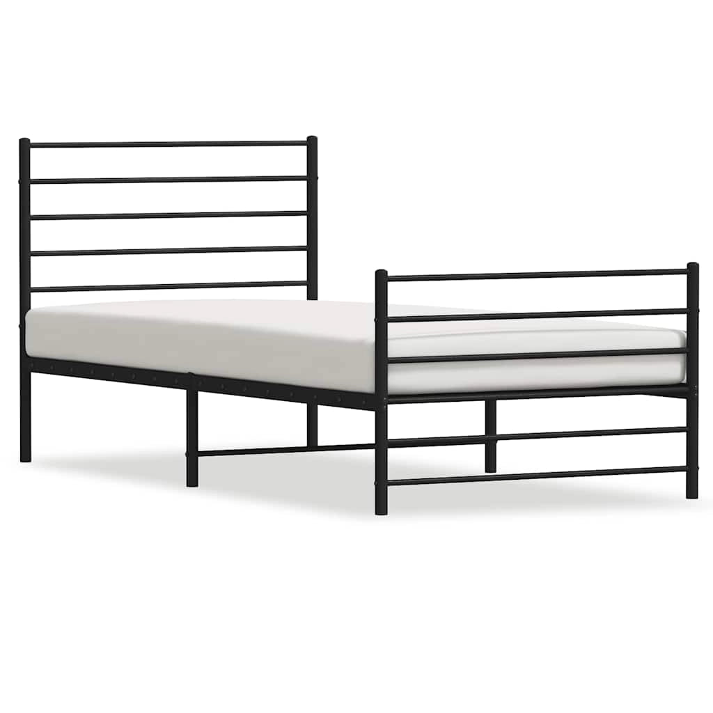 Giroletto con Testiera e Pediera Metallo Nero 90x200 cmcod mxl 128213