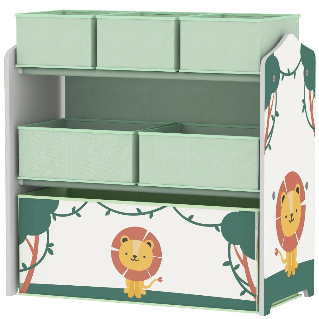 Scaffale per bambini a 3 ripiani con 6 scatole di tessuto ¨C Minimal ¨C verde