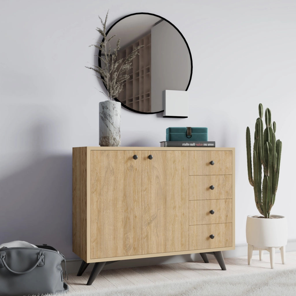 Credenza in legno "Waga" - 100 x 35 x 82 cm - Marrone