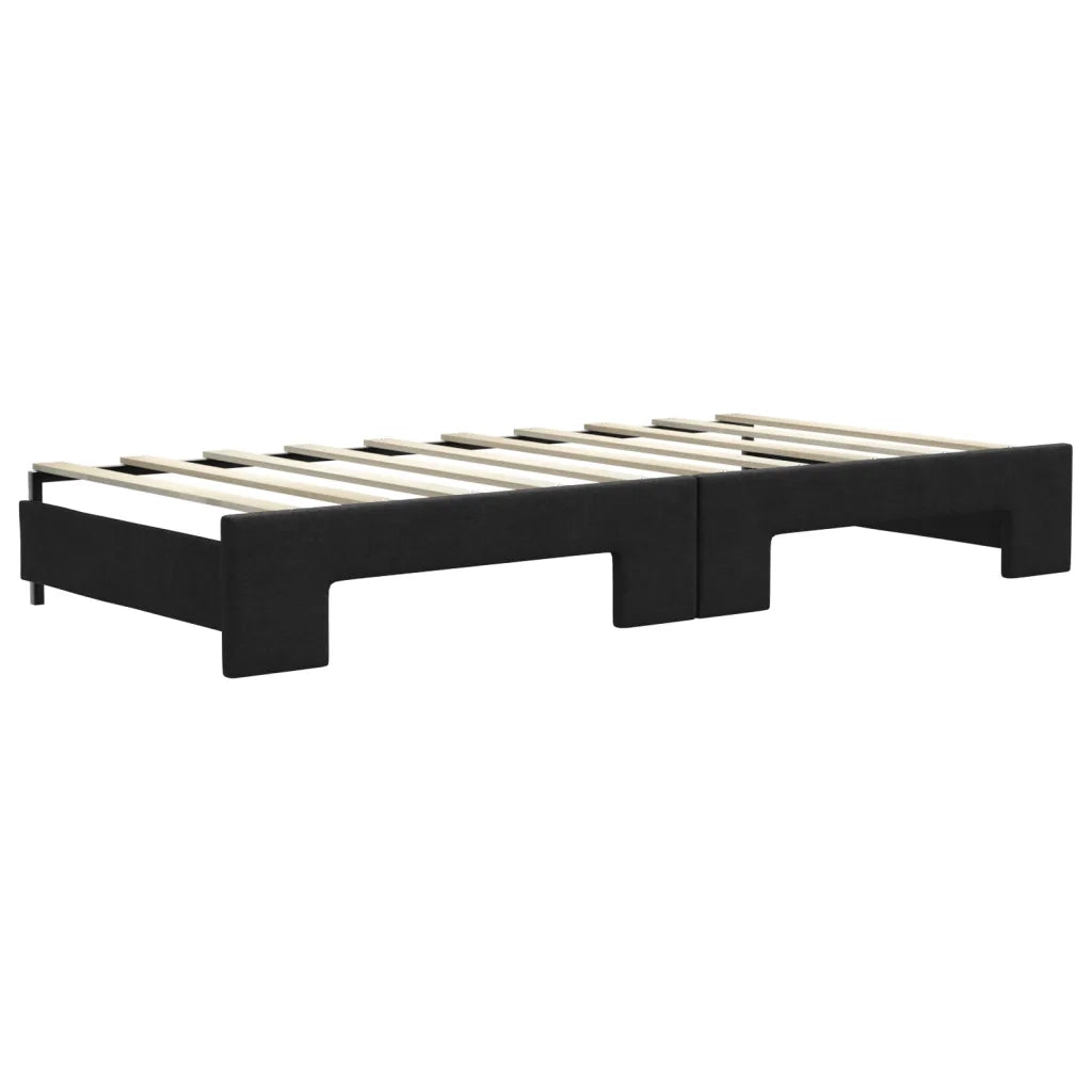 Divano Letto Estraibile con Cassetti Nero 90x190 cm in Tessuto