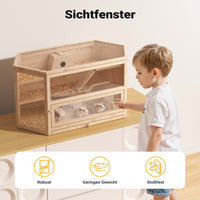 Gabbia per roditori a 3 livelli con tetto apribile 115x60x58cm legno e plexiglas