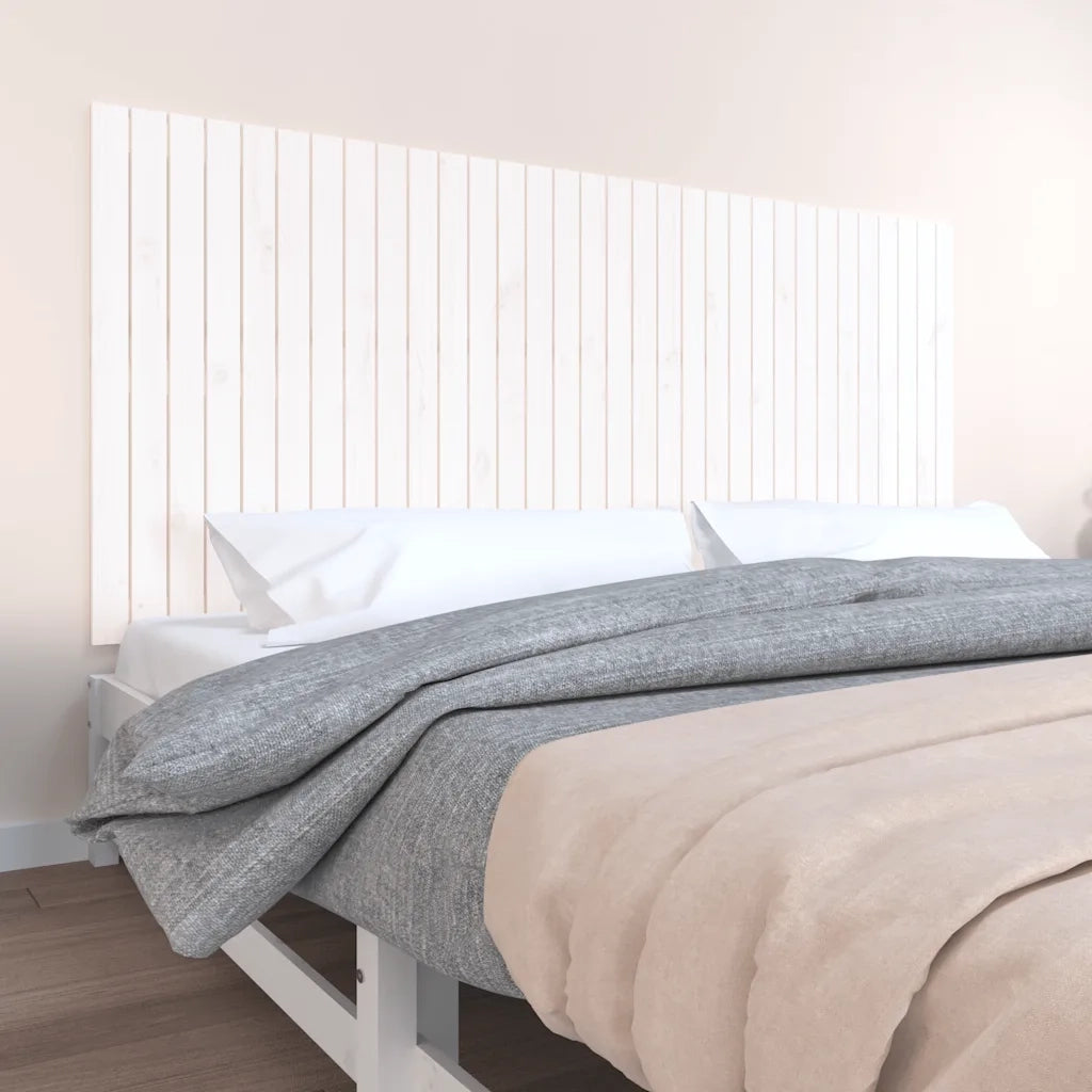 Testiera | Testata da Parete Bianca 204x3x90 cm in Legno Massello di Pino
