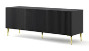 MOBILE RAVENNA B PORTA TV IN MDF RIVESTITO IN FOGLIO 3D 150 NERO OPACO GAMBE ORO