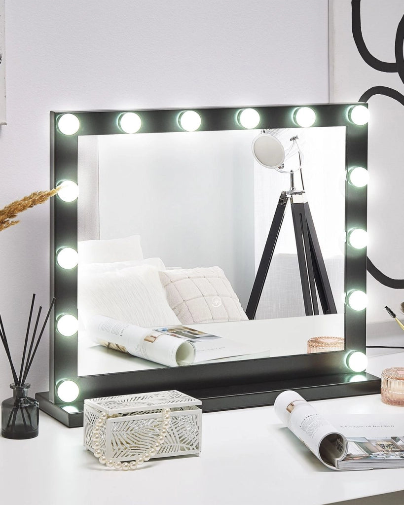 Specchio a LED Nero 50 x 60 cm in stile moderno bagno soggiorno