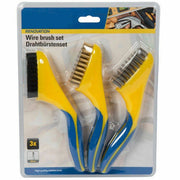 Trade Shop - 3 X Spazzole Pulizia Metallo Acciaio Kit Pittura Spazzola Per Ferro Fai Da Te -
