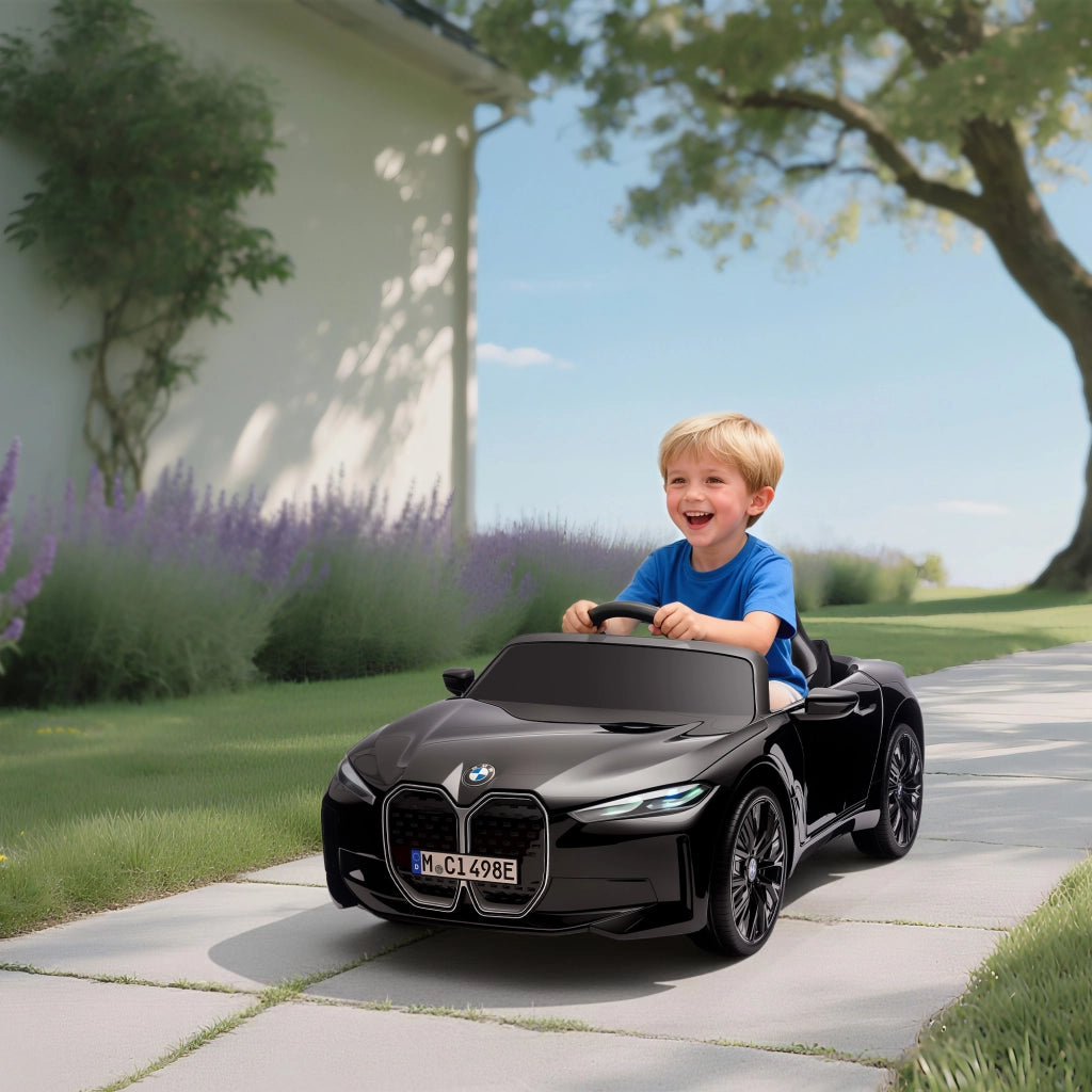 Auto elettrica per bambini BMW I4 12V con telecomando ¨C Zephmum ¨C Nero 115x67x45 cm