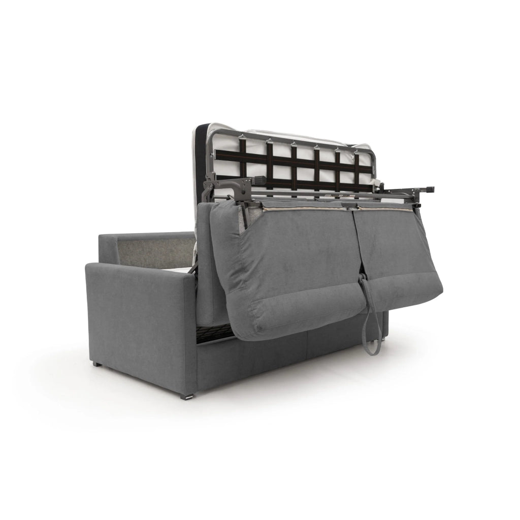 Margot Divano letto matrimoniale con schienale morbido alto in tessuto T02 156 cm (mat.120x197) grigio