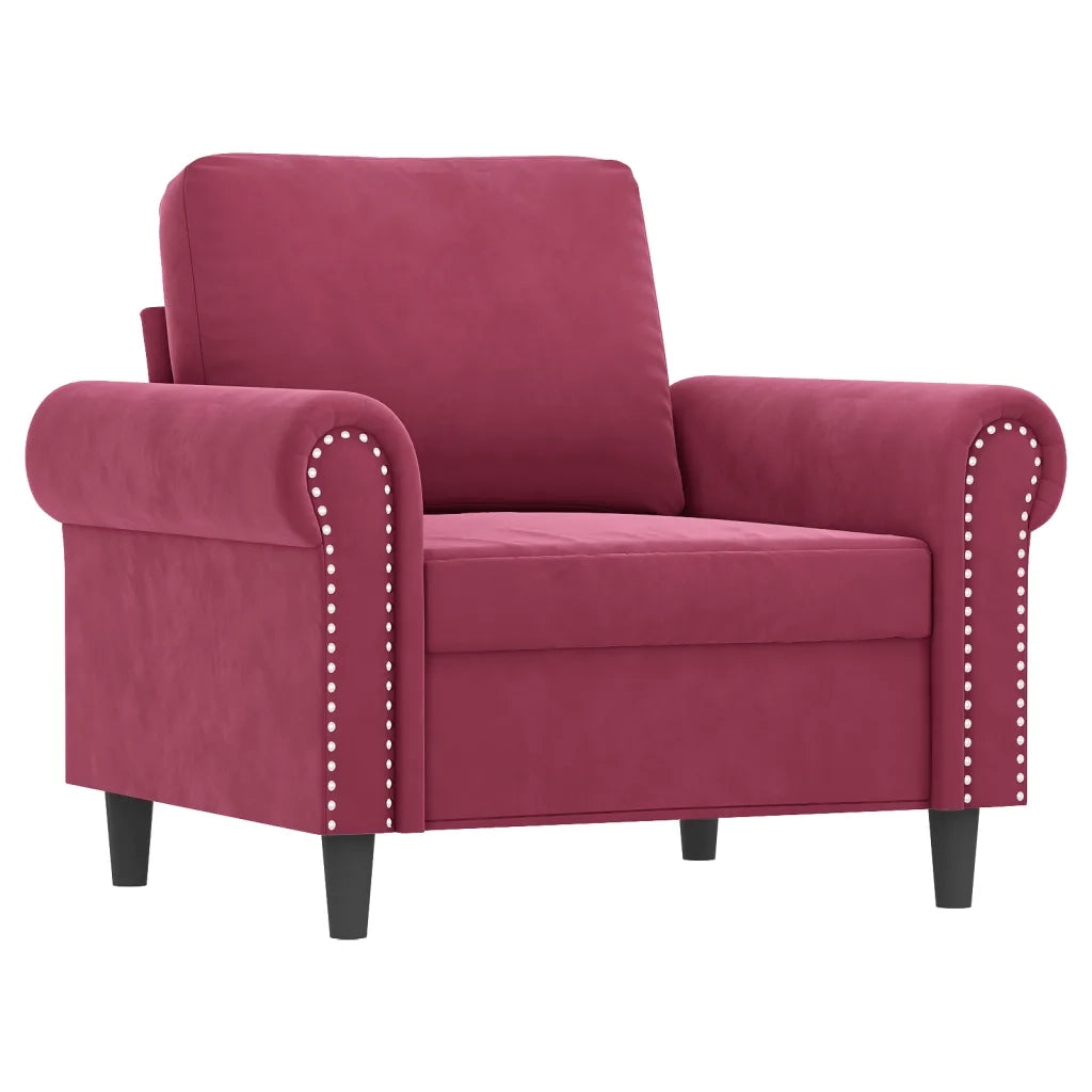 Set di Divani 3 pz con Cuscini Rosso Vino in Velluto 3202174