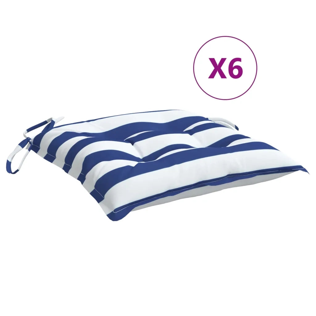 Cuscini per Sedia 6 pz | Cuscini per sedie Bianco e Blu 50x50x7 cm Tessuto Oxford