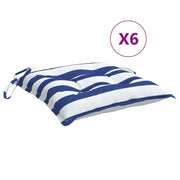 Cuscini per Sedia 6 pz | Cuscini per sedie Bianco e Blu 50x50x7 cm Tessuto Oxford