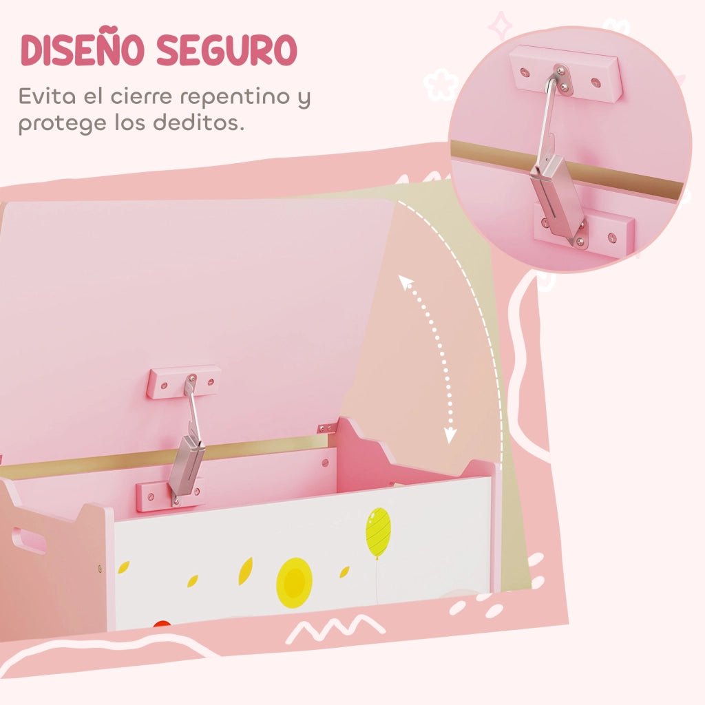 Cassa per giocattoli con coperchio ribaltabile ¨C zephmum ¨C rosa 60x37x39 cm