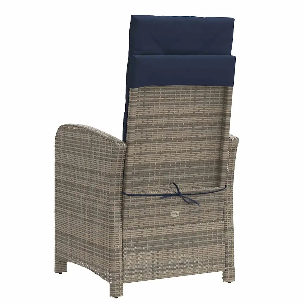 Sedie da Giardino Reclinabili 2 pz e Cuscini Grigio Polyrattan