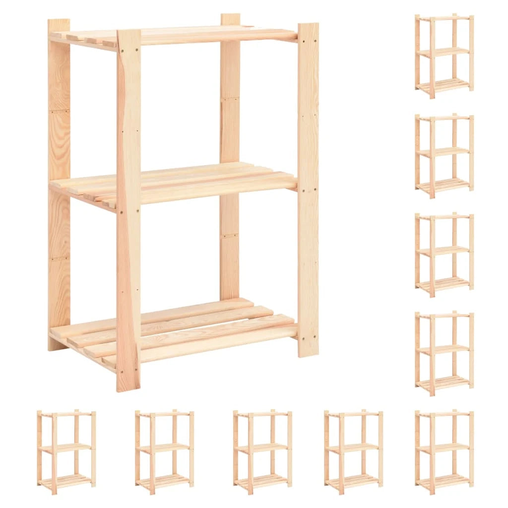 Scaffali portaoggetti a 3 livelli 10 pezzi 60 x 38 x 90 cm pino 150 kg beige 02_0045721