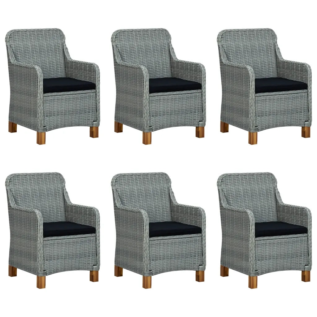 Set Pranzo da Giardino 9pz con Cuscini Polyrattan Grigio Chiaro 3060188