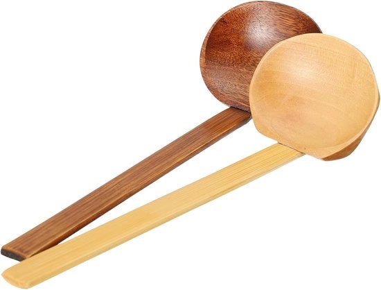 Set a due pezzi - Cucchiaio di legno per cucinare - Adatto per hotpot/ramen - Con manico di bambù - Spatola multifunzionale giapponese