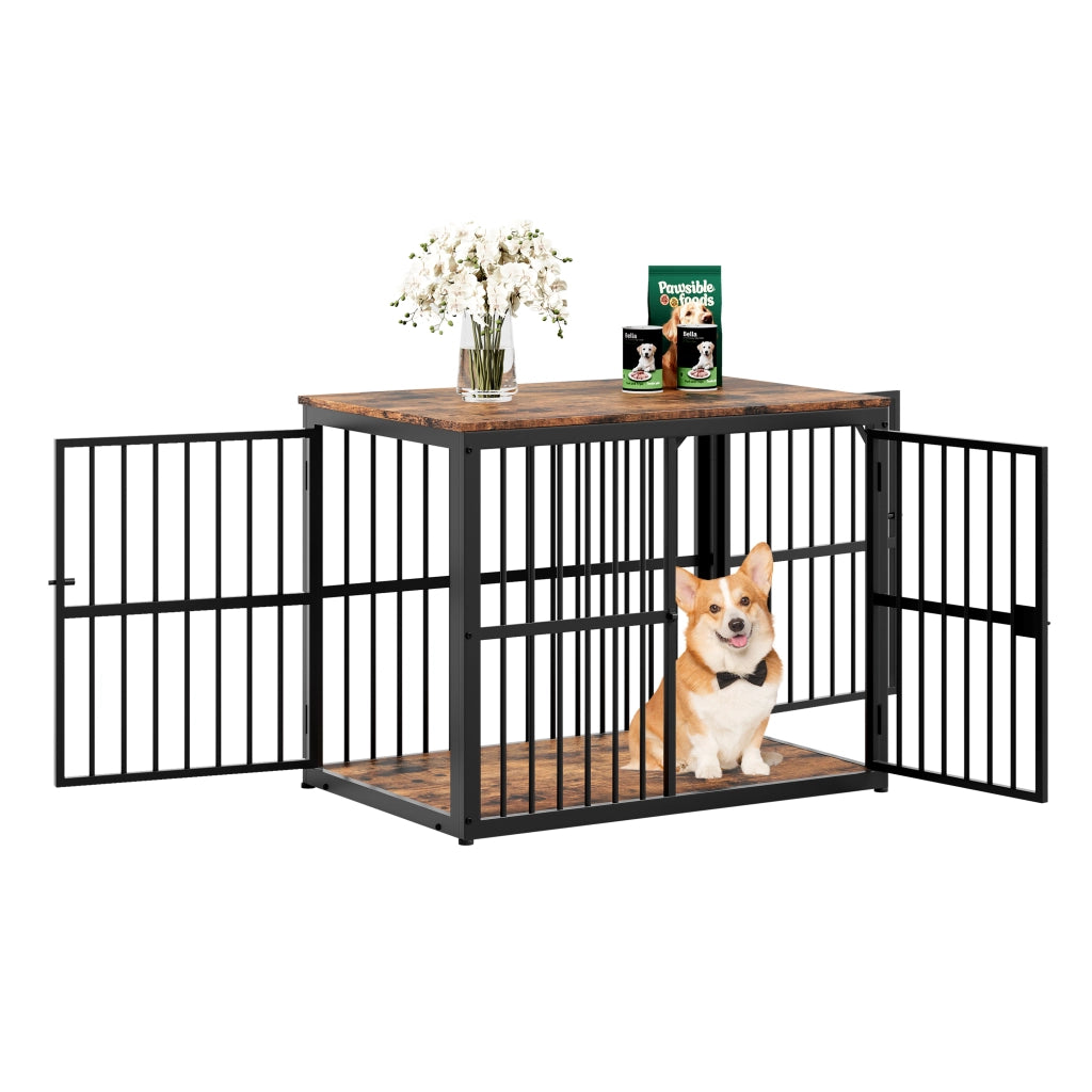 GABBIA CANE Arredo 84x56x66 cm 3 porte Nero/Marrone