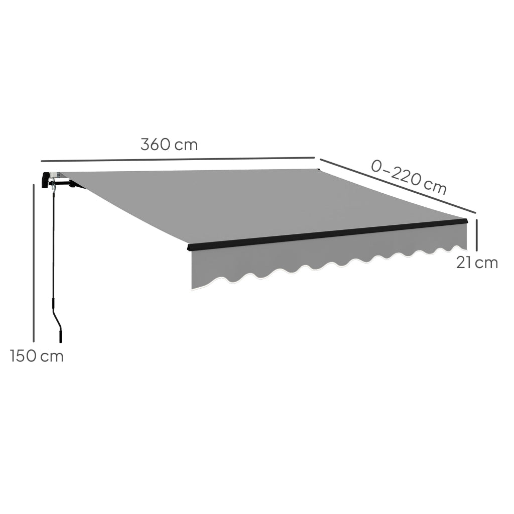 Toldo Retraibile in Alluminio per Finestre e Porte ¨C zephmum ¨C Grigio 360x220 cm