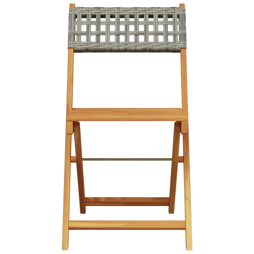 Set da Bistrot 3 pz Grigio in Polyrattan e Legno Massello 3281839
