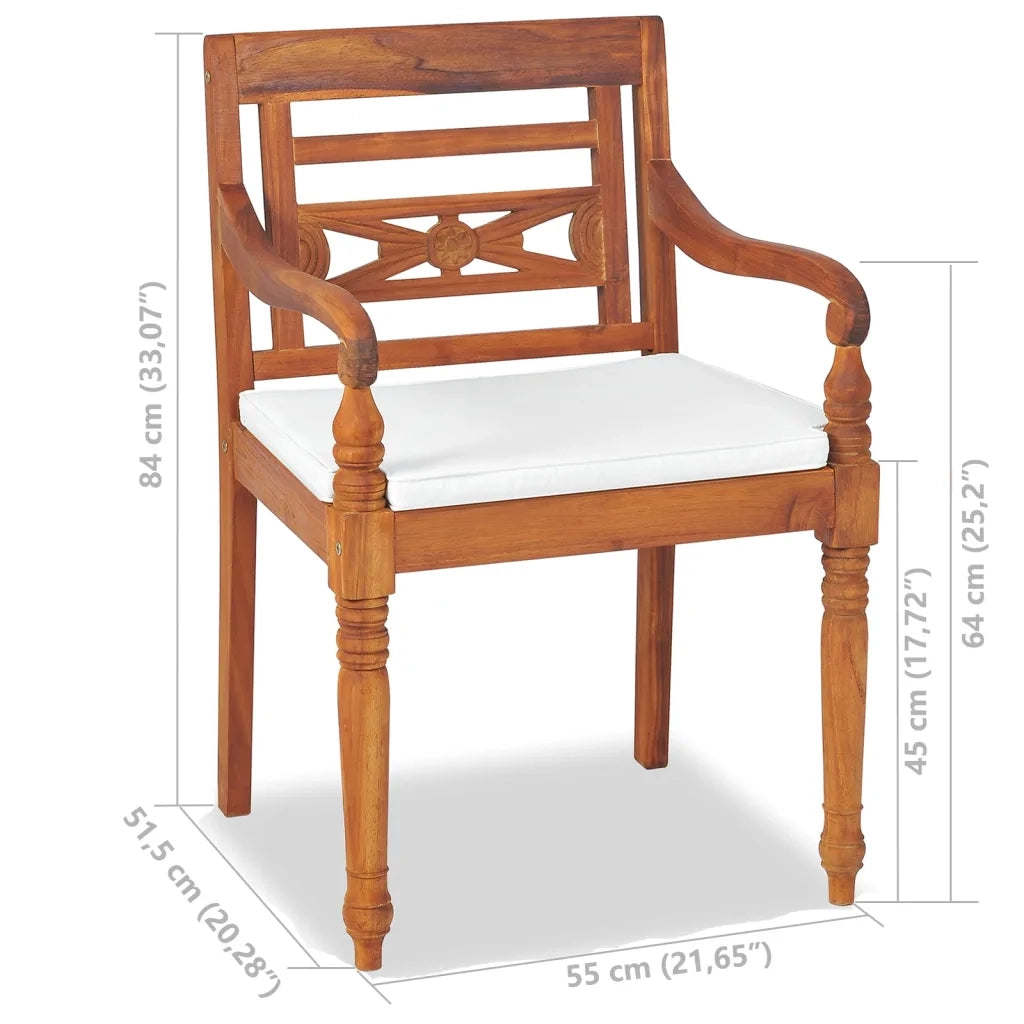 Set da Pranzo da Giardino 4 pz con Cuscini in Massello di Teak 43055