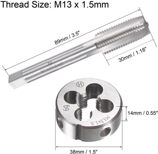 Attrezio per foratura a vite M13 x 1,5 mm - Set di punterie/tappi per uso professionale/diabòlico - Preciso taglio - Per uso DIY/professionale - Durata estesa - Risultati ottimali - Set di punterie