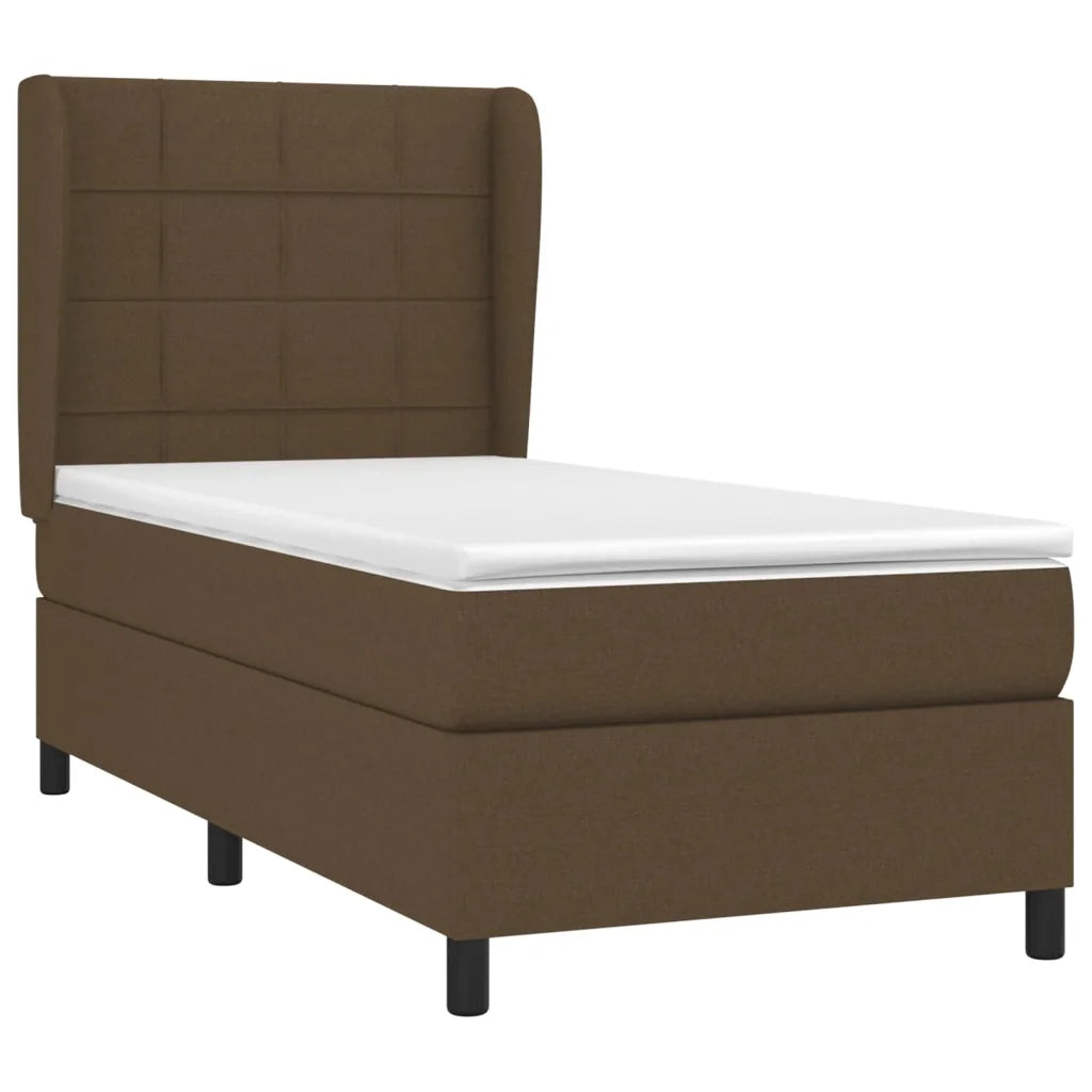 Giroletto a Molle con Materasso-Struttura Letto Marrone Scuro 80x200 cm Tessuto 268298