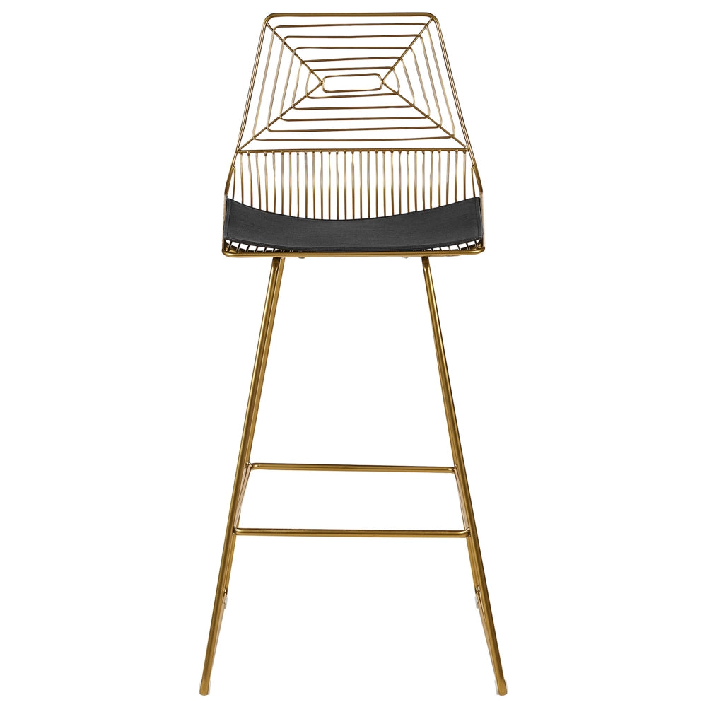 Set di 2 sgabelli in metallo oro con imbottitura in pelle stile moderno contemporaneo