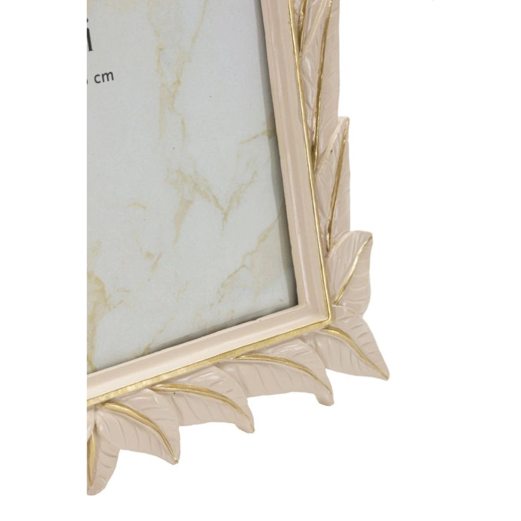 Cornice portafoto Leaffy in resina crema con foglie 20x25