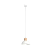 Lampada a sospensione Seco in acciaio bianco e legno