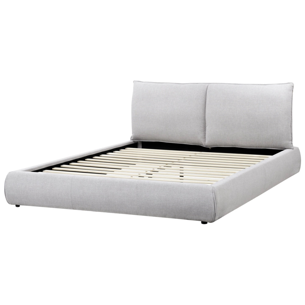 Letto matrimoniale imbottito in tessuto grigio 160 x 200 cm stile classico camera da letto