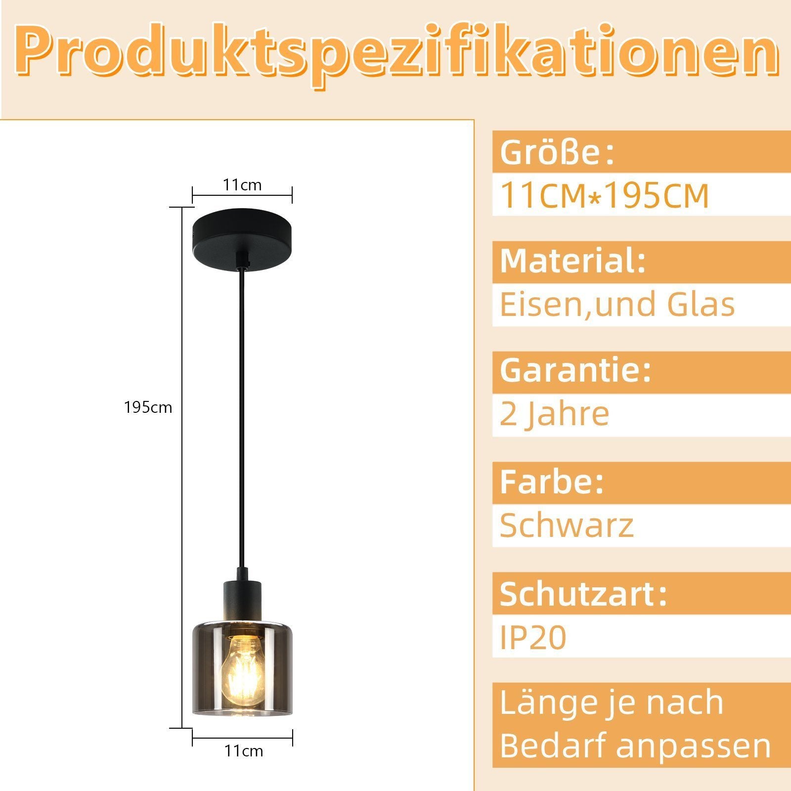Lampada a sospensione ZMH ferro nero diametro 11 cm E27 max 40W stile industriale retr¨°