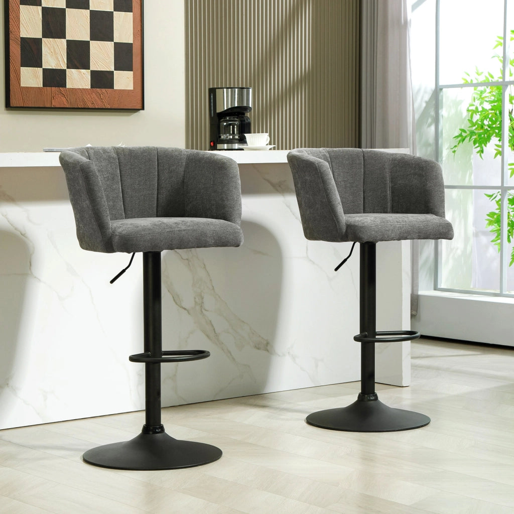 SGABELLO ALTO Set da 2 pezzi girevole 59x53x89-110 cm grigio scuro poliestere