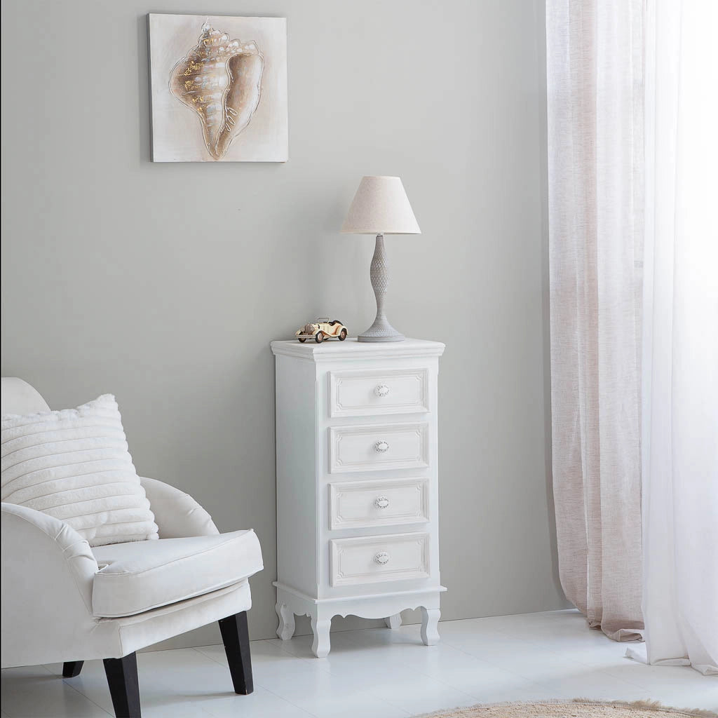 Cassettiera in legno bianco 40x30x82