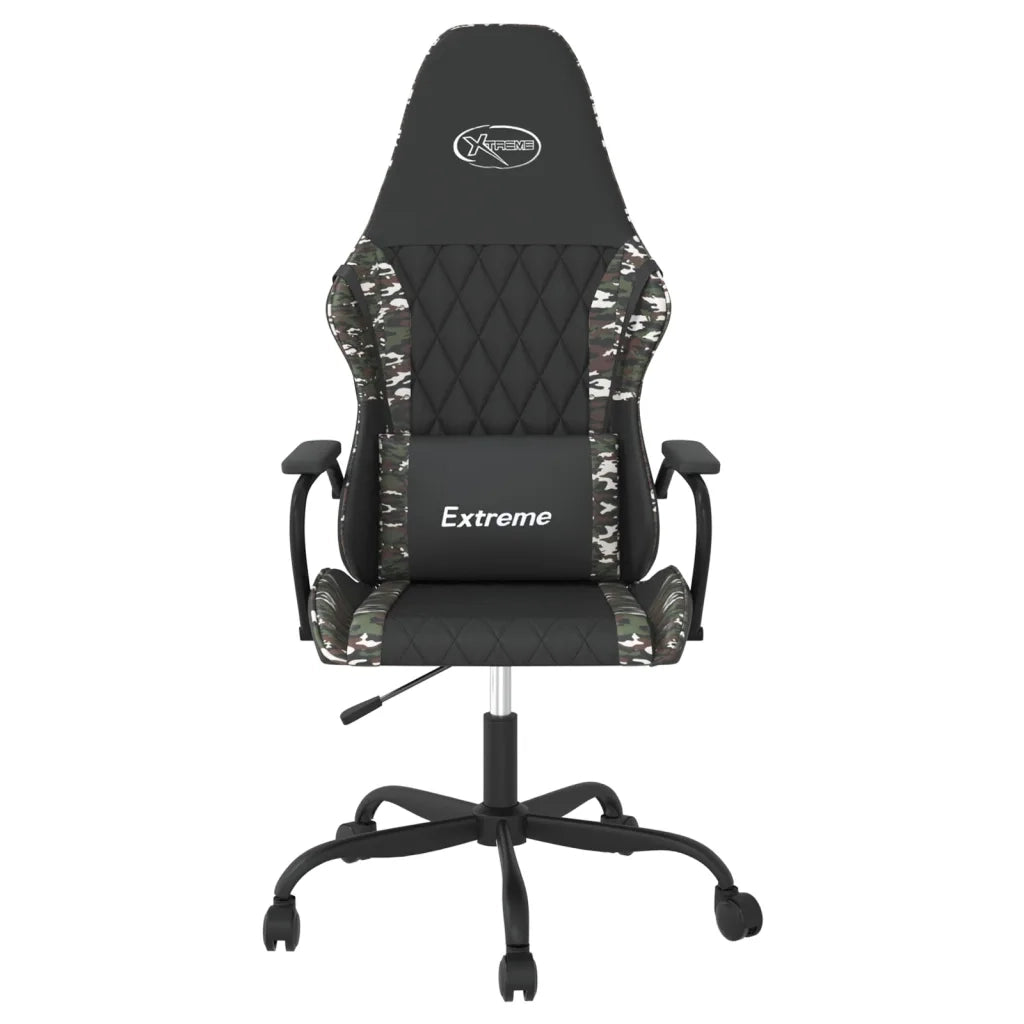 Sedia da Gaming | Sedia da e-sports Massaggiante Nero e Mimetico in Similpelle