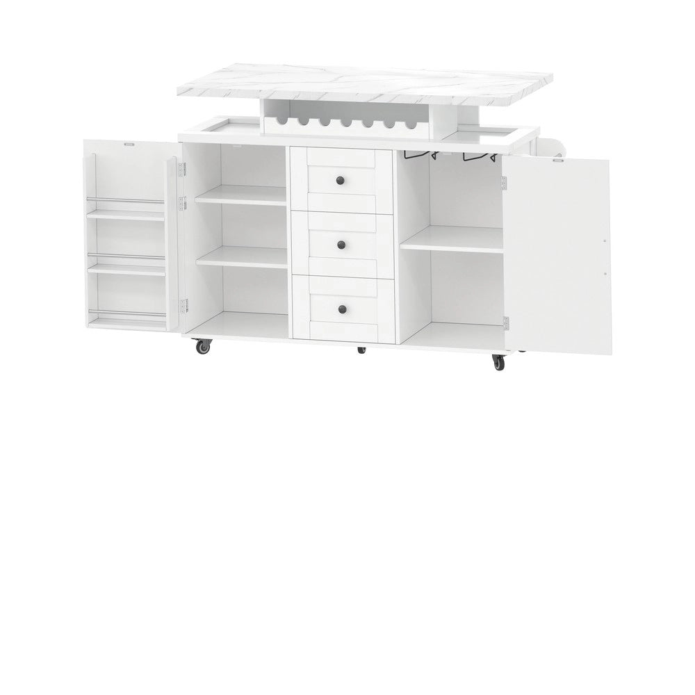 Isola Cucina Mobile con Piano Pieghevole e Portabottiglie ¨C Xylo ¨C 120x42x93 cm