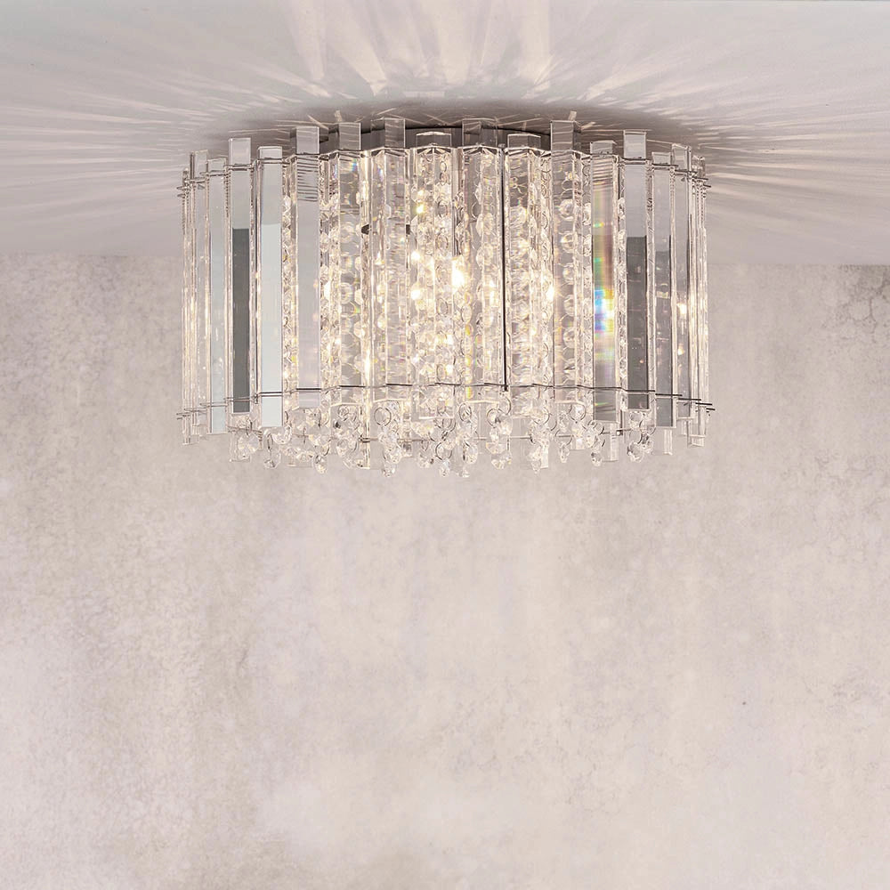 Plafoniera glamour rotonda cristallo gocce Hanna Endon 4xG9