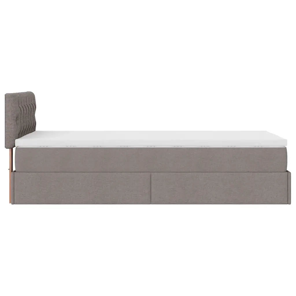 Struttura Letto Pouf con Materasso Tortora 80x200 cm in Tessuto