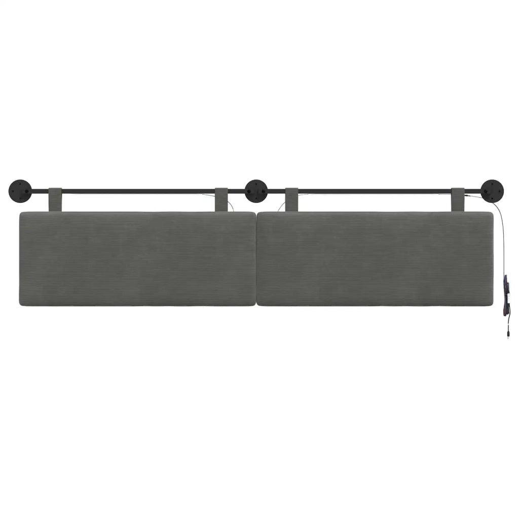 Testiera sospesa Con luce LED Grigio Scuro Tessuto in Cords