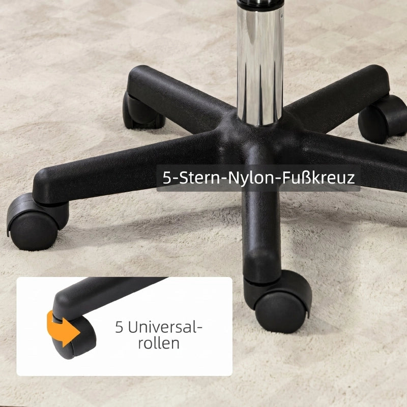 Chaise de bureau girevole con schienale ergonomico e altezza regolabile 5 rotelle in ecopelle marrone per salone