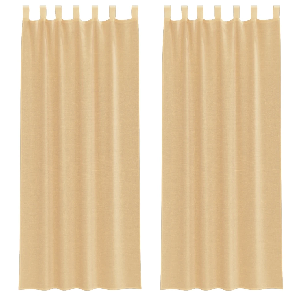 Tende in Voile con Passanti 2 pz Sabbia 140x260 cm