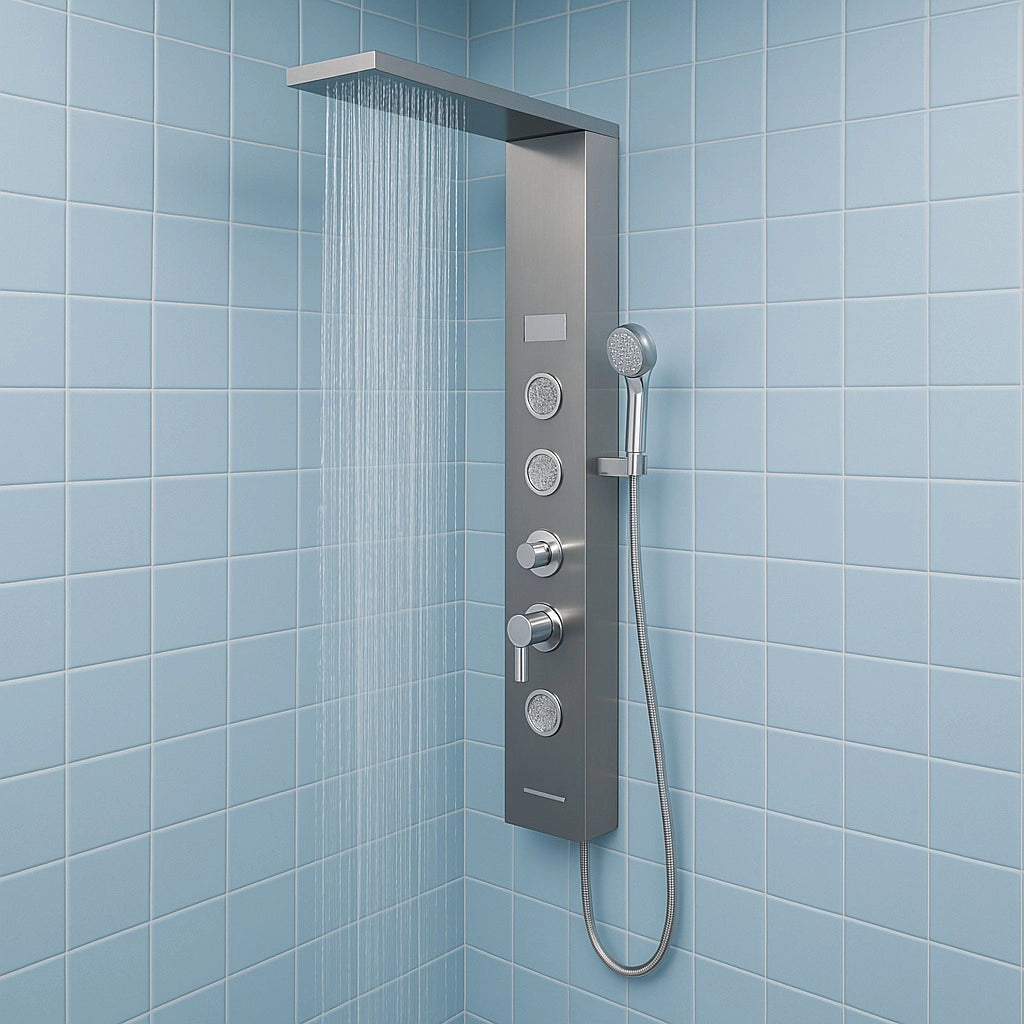 Colonna pannello doccia shine-1 cromo 4 funzioni luce display temperatura cromo